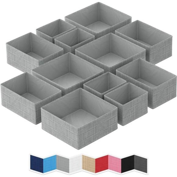 Drawer Organizer For Clothing (Set Of 12) - Closet Organizer and Storage Divider